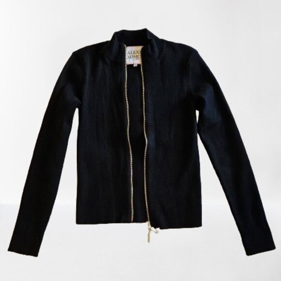 Alexia Admor Slim Fit Zip Up Black Cardigan Sweater Size Medium - Picture 5 of 15